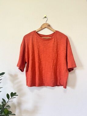 universal thread short sleeve burnout rust orange crop top medium
